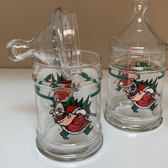 🎅🏻3 Vintage Anchor Hocking Glass Santa Candy Dishes - Picture 3 of 7